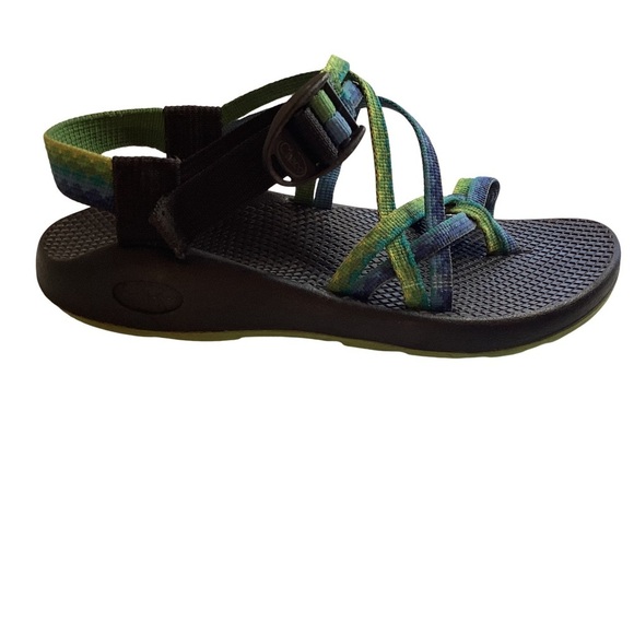 CHACO ZX/2 Vibram Women's Sz 7 Double Strap Toe Loop Green Blue Classic Hiking. - Picture 1 of 9
